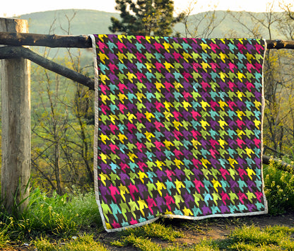 Colorful Houndstooth Pattern Print Quilt