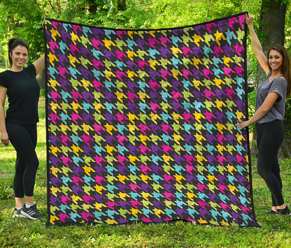 Colorful Houndstooth Pattern Print Quilt