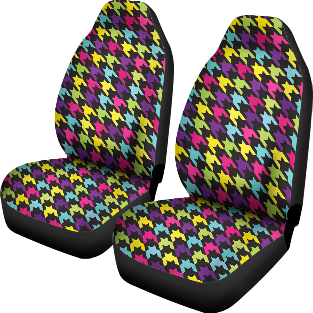 Colorful Houndstooth Pattern Print Universal Fit Car Seat Covers