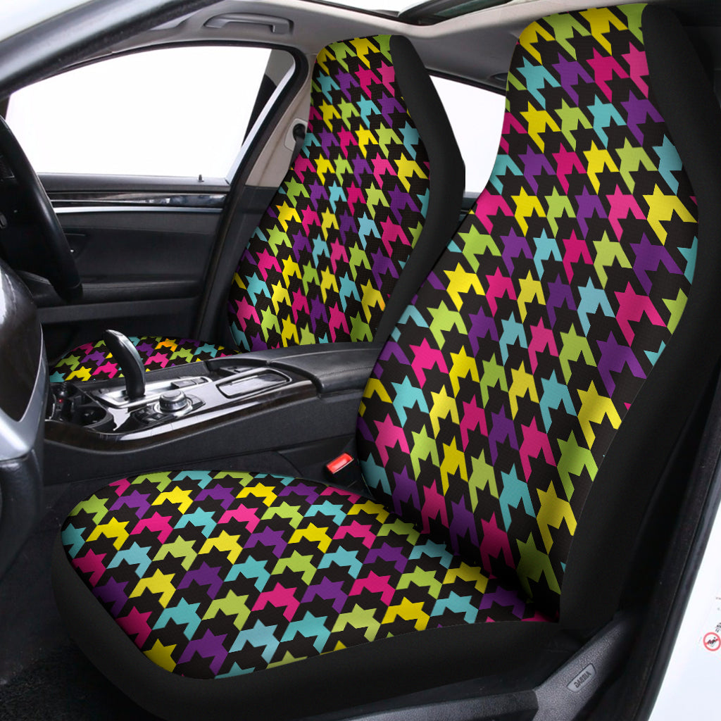 Colorful Houndstooth Pattern Print Universal Fit Car Seat Covers