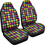 Colorful Houndstooth Pattern Print Universal Fit Car Seat Covers