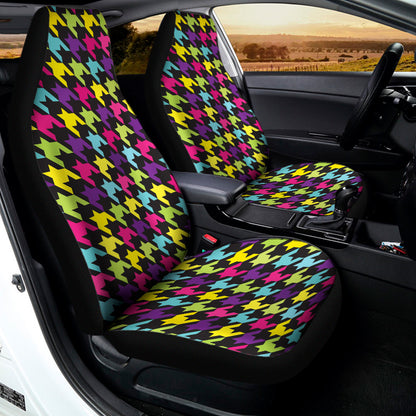 Colorful Houndstooth Pattern Print Universal Fit Car Seat Covers