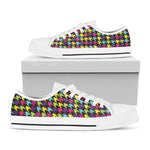 Colorful Houndstooth Pattern Print White Low Top Shoes