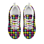 Colorful Houndstooth Pattern Print White Sneakers