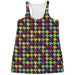 Colorful Houndstooth Pattern Print Women's Racerback Tank Top