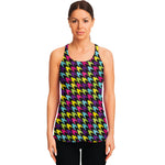 Colorful Houndstooth Pattern Print Women's Racerback Tank Top