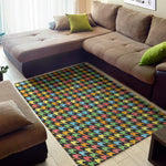 Colorful Houndstooth Print Area Rug