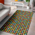 Colorful Houndstooth Print Area Rug