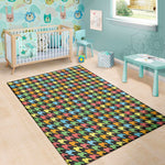 Colorful Houndstooth Print Area Rug