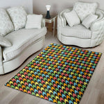 Colorful Houndstooth Print Area Rug