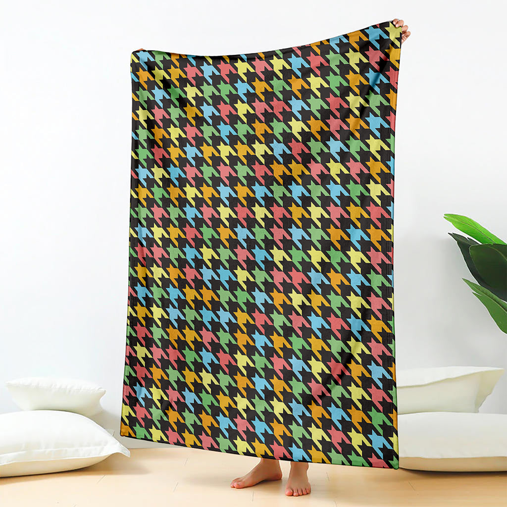 Colorful Houndstooth Print Blanket