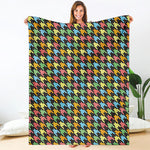 Colorful Houndstooth Print Blanket