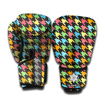 Colorful Houndstooth Print Boxing Gloves