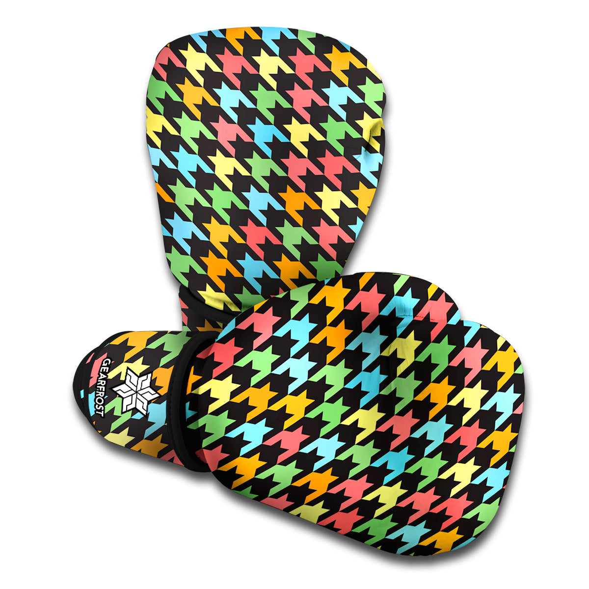 Colorful Houndstooth Print Boxing Gloves