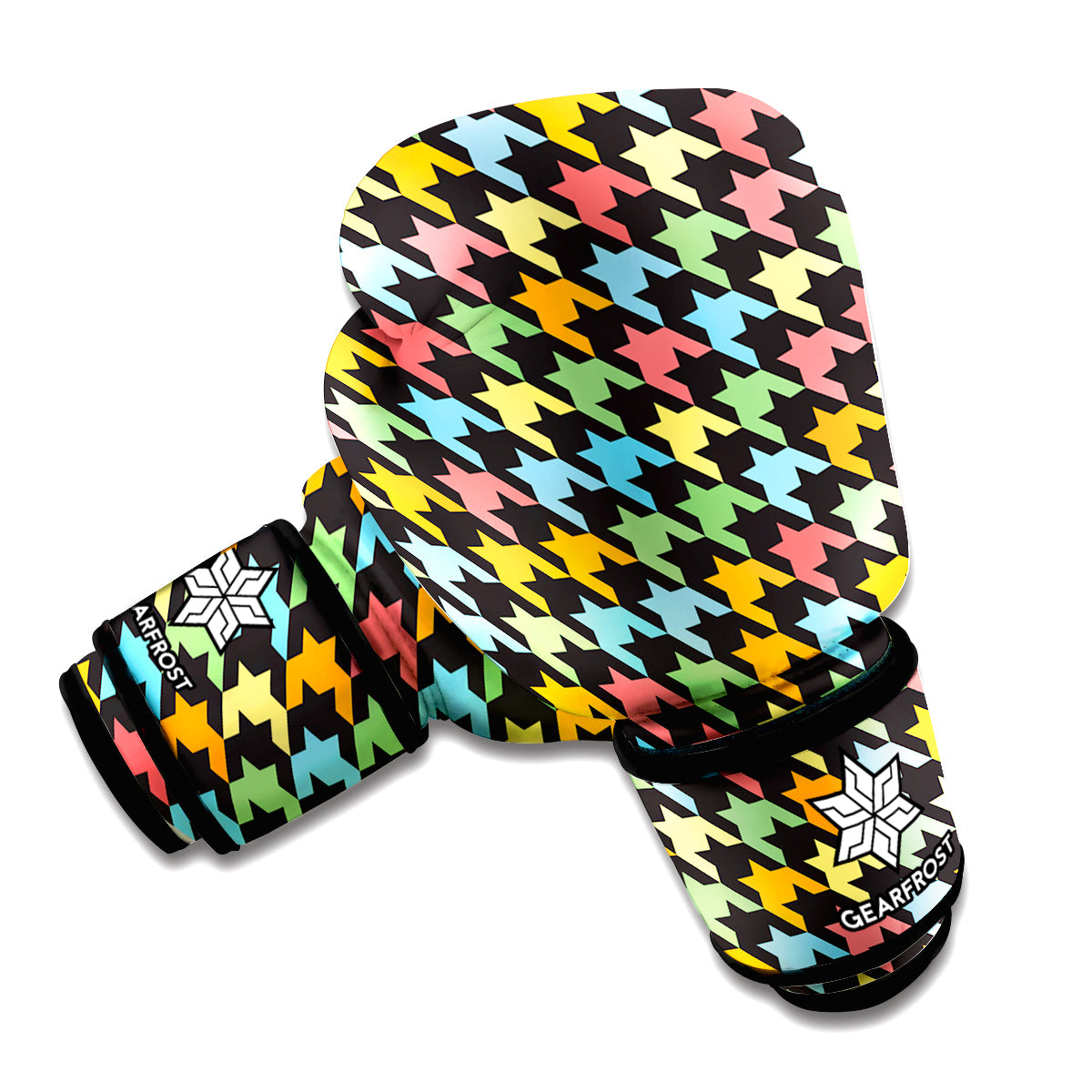 Colorful Houndstooth Print Boxing Gloves