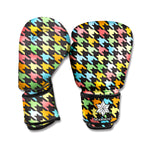 Colorful Houndstooth Print Boxing Gloves