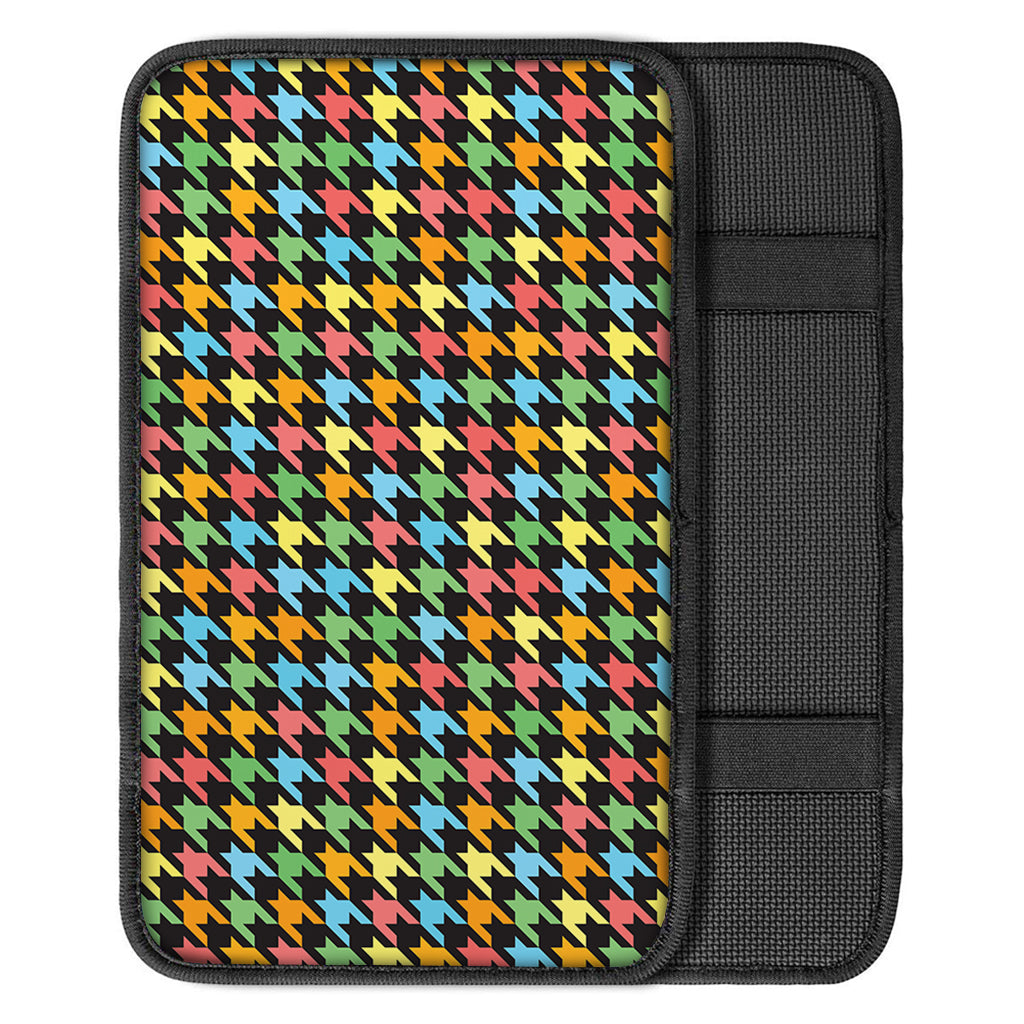Colorful Houndstooth Print Car Center Console Cover