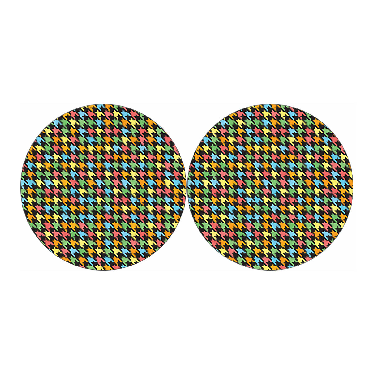 Colorful Houndstooth Print Car Coasters