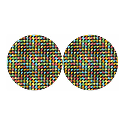 Colorful Houndstooth Print Car Coasters