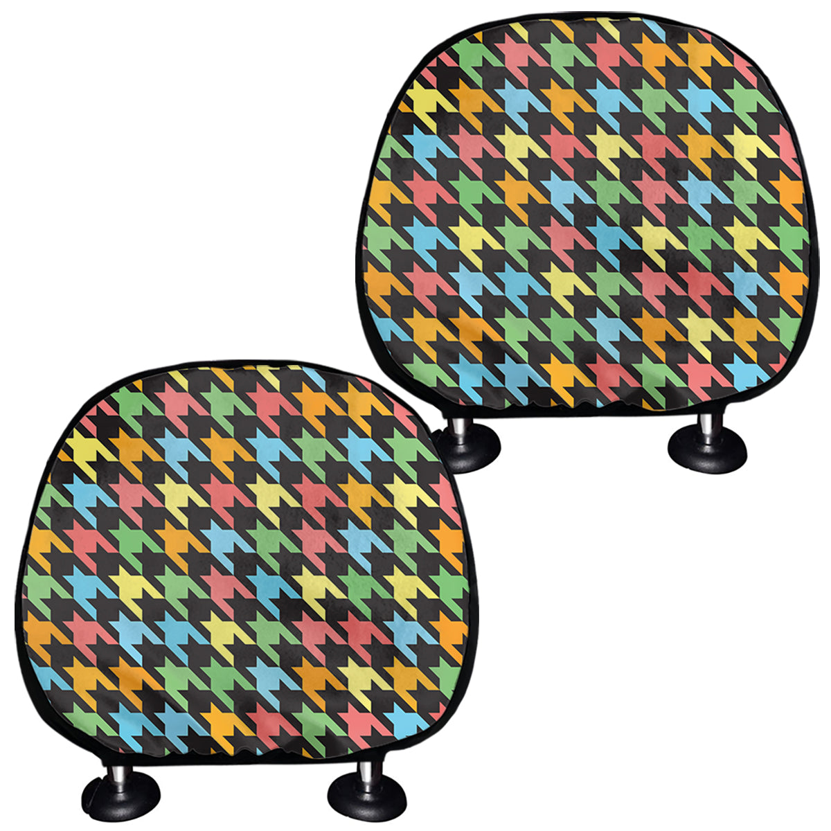 Colorful Houndstooth Print Car Headrest Covers