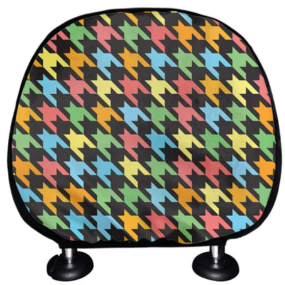 Colorful Houndstooth Print Car Headrest Covers