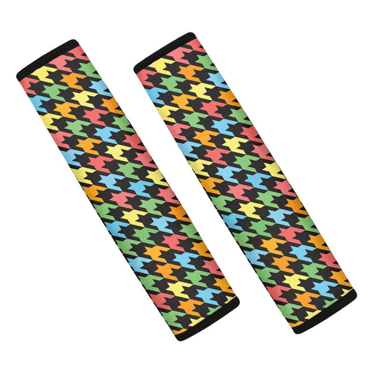 Colorful Houndstooth Print Car Seat Belt Covers