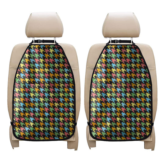Colorful Houndstooth Print Car Seat Organizers