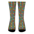 Colorful Houndstooth Print Crew Socks