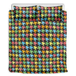 Colorful Houndstooth Print Duvet Cover Bedding Set
