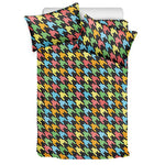 Colorful Houndstooth Print Duvet Cover Bedding Set