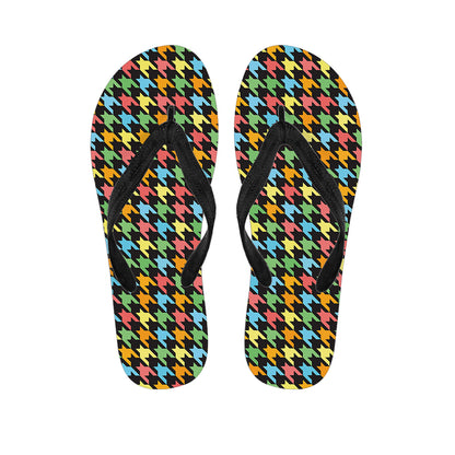 Colorful Houndstooth Print Flip Flops