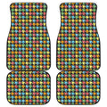 Colorful Houndstooth Print Front and Back Car Floor Mats