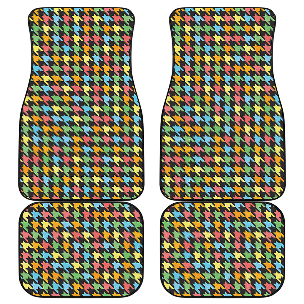 Colorful Houndstooth Print Front and Back Car Floor Mats