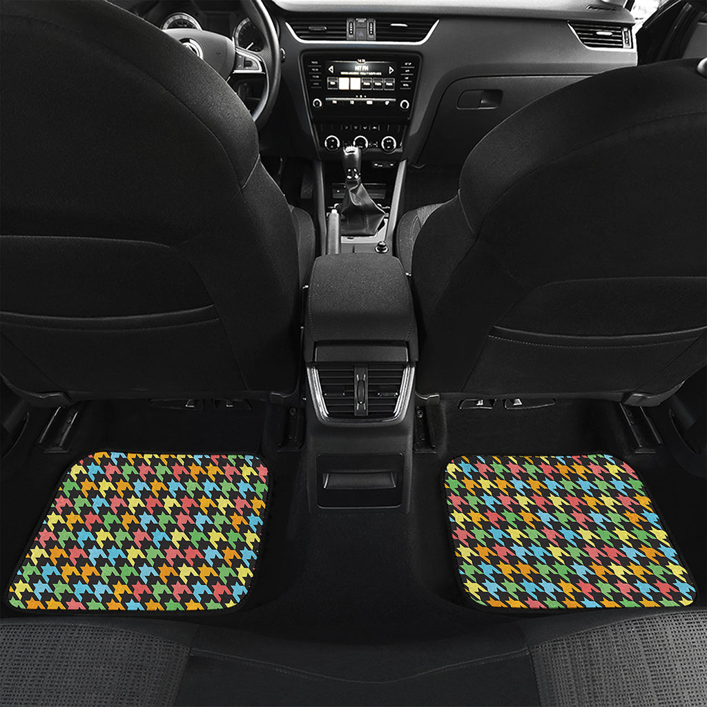 Colorful Houndstooth Print Front and Back Car Floor Mats