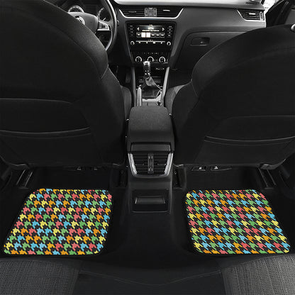 Colorful Houndstooth Print Front and Back Car Floor Mats