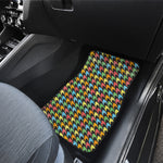 Colorful Houndstooth Print Front and Back Car Floor Mats