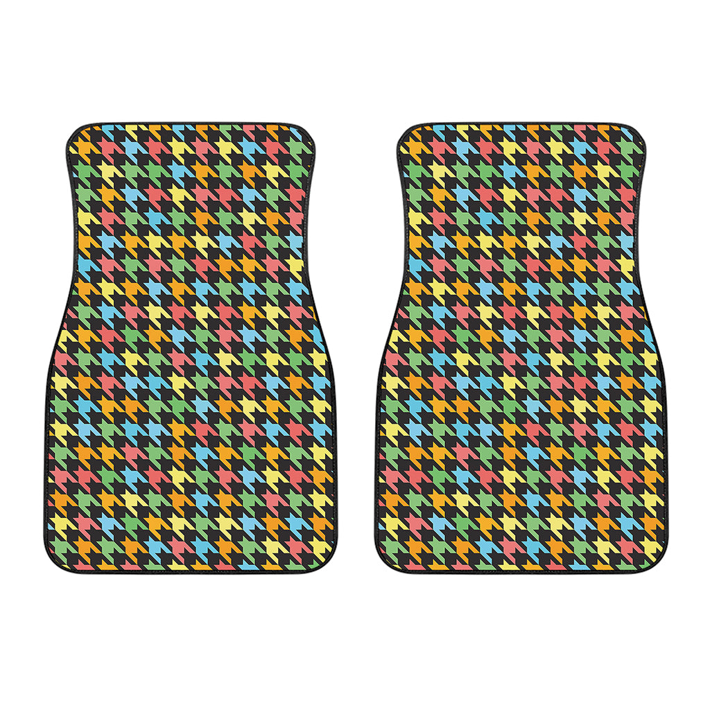 Colorful Houndstooth Print Front Car Floor Mats