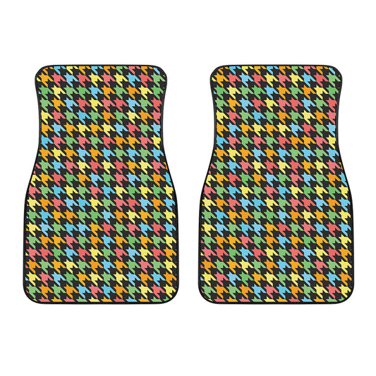 Colorful Houndstooth Print Front Car Floor Mats