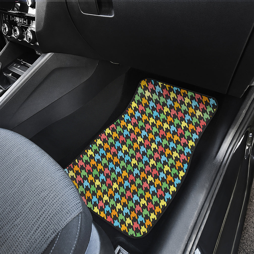 Colorful Houndstooth Print Front Car Floor Mats