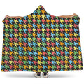 Colorful Houndstooth Print Hooded Blanket