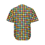 Colorful Houndstooth Print Men's Baseball Jersey