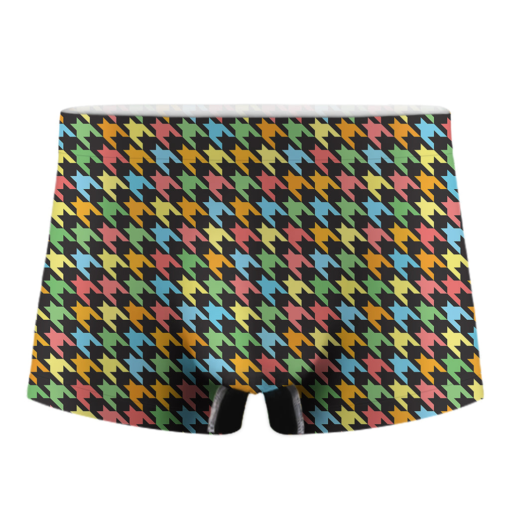 Colorful Houndstooth Print Men's Boxer Briefs