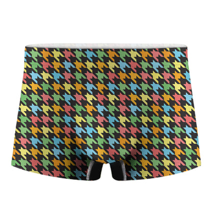 Colorful Houndstooth Print Men's Boxer Briefs