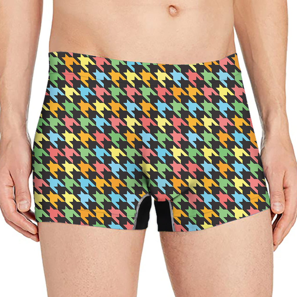 Colorful Houndstooth Print Men's Boxer Briefs