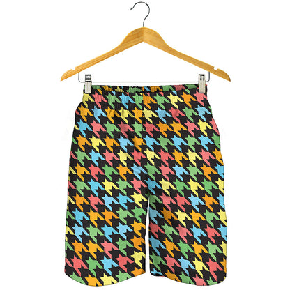 Colorful Houndstooth Print Men's Shorts