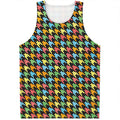 Colorful Houndstooth Print Men's Tank Top