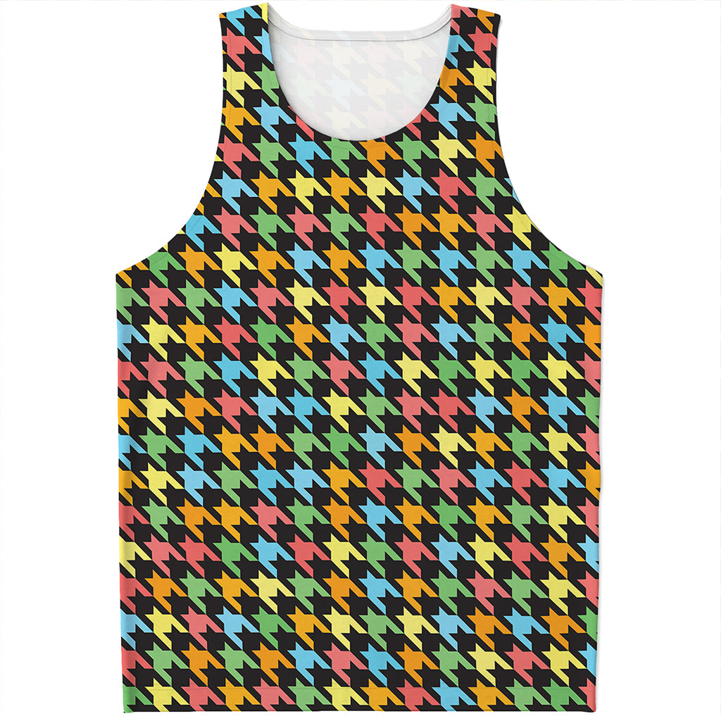 Colorful Houndstooth Print Men's Tank Top