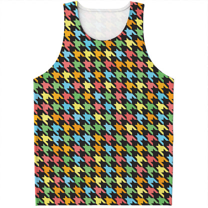 Colorful Houndstooth Print Men's Tank Top