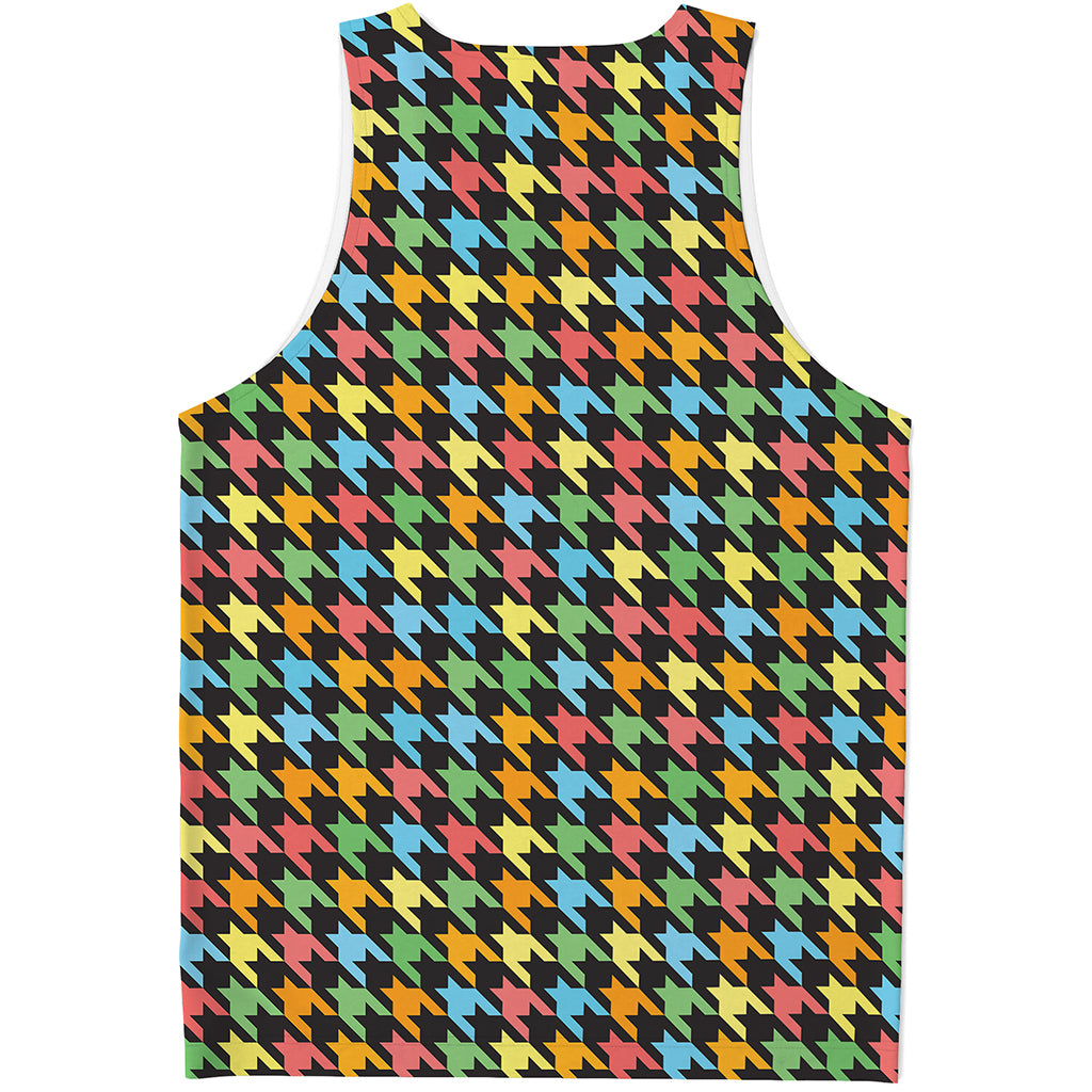 Colorful Houndstooth Print Men's Tank Top
