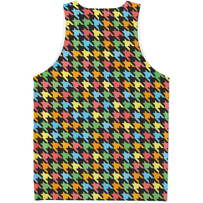 Colorful Houndstooth Print Men's Tank Top